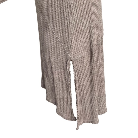 Free People Sunset Park Thermal Long Sleeve Waffle Knit Taupe - Picture 5 of 11